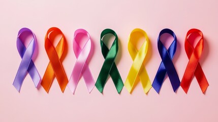 A row of ribbons in different colors, each with a different color