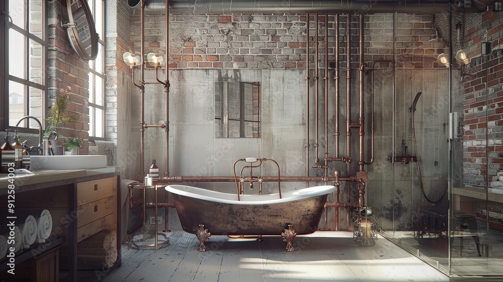 Poster exposed pipes add an element of rugged authenticity to interior spaces.
