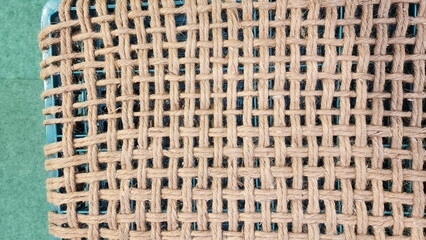 Jute rope or Sack laces is easily woven on a plastic crate to make a chair.  Jute fibers are made from jute tree, strong, durable, long-lasting. They are biodegradable fibers. 
