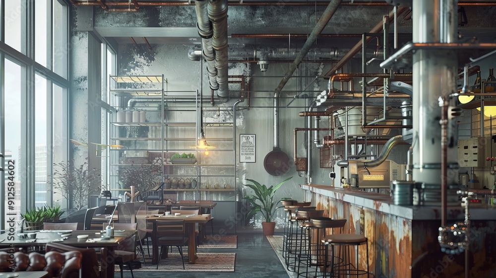 Poster exposed pipes can be used to create a sense of depth and dimension in a room.