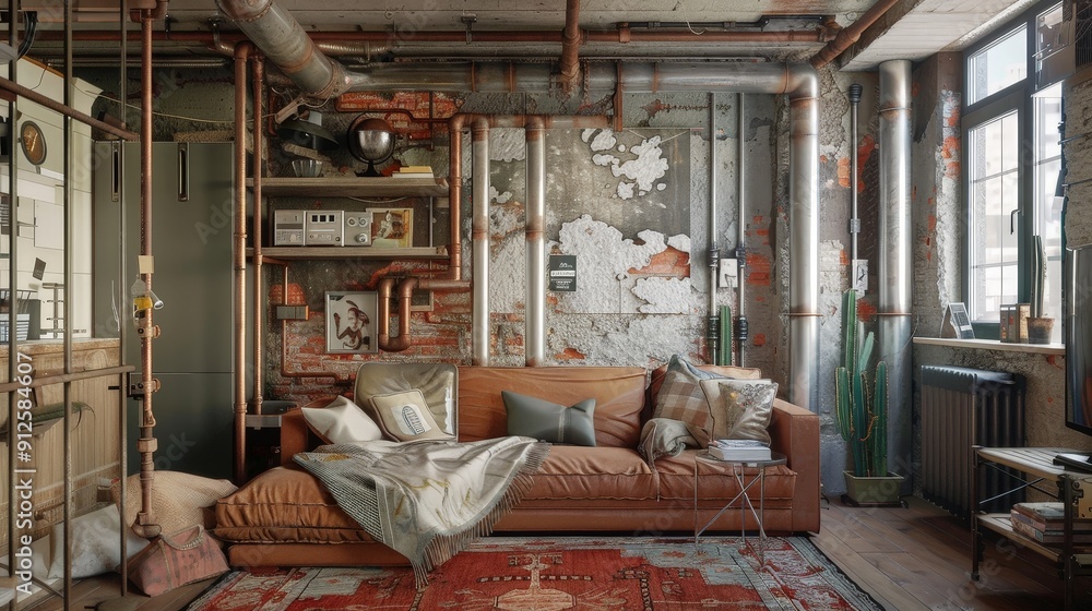 Poster exposed pipes can be used to create a sense of depth and dimension in a room.