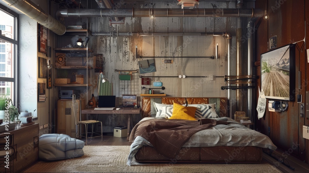 Poster exposed pipes can be used to create a sense of depth and dimension in a room.