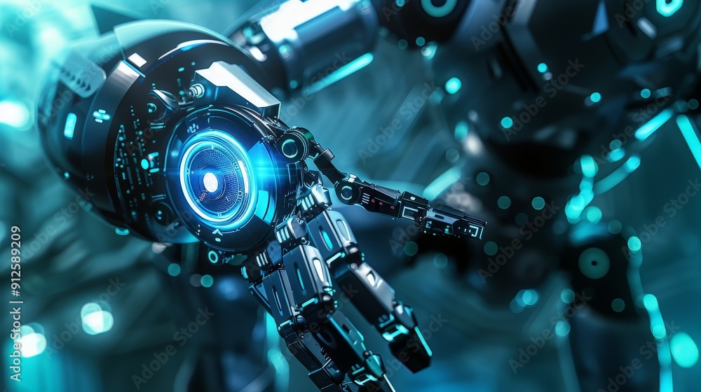 Poster robotics background, showcasing precision engineering and automation