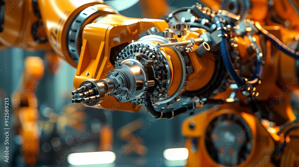 Poster robotics background, showcasing precision engineering and automation