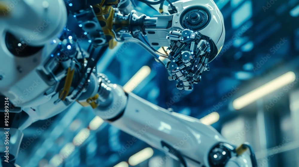 Poster robotics background, showcasing precision engineering and automation