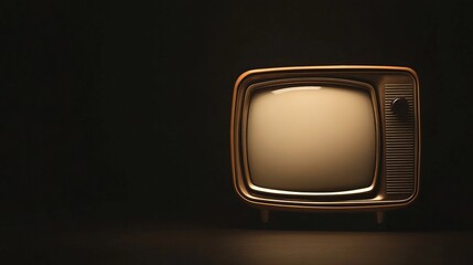 Nostalgic Charm of a Vintage Television Set Glowing in a Warm Ambient Light