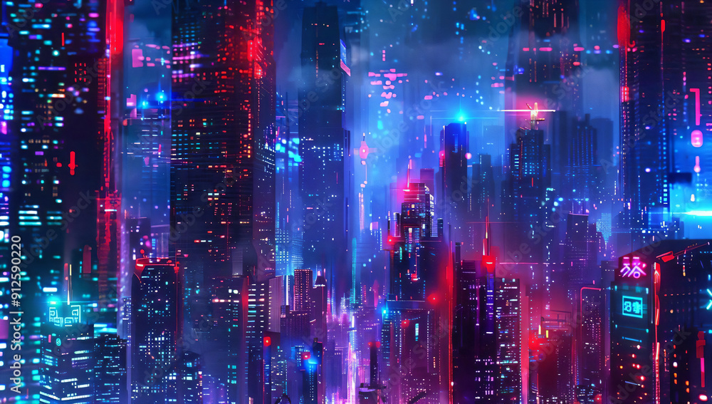 Canvas Prints Cyberpunk Cityscape.