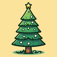 Christmas trees decoration with ornament. Colorful vector illustration.