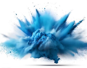Blue Powder Pulver Explosion Isolated on White Background