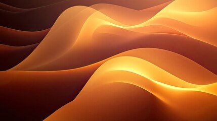 3D brown background with overlapping, translucent layers and a warm glow.