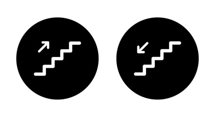 Upstairs and downstairs icon on black circle. Stairs, ladder sign symbol