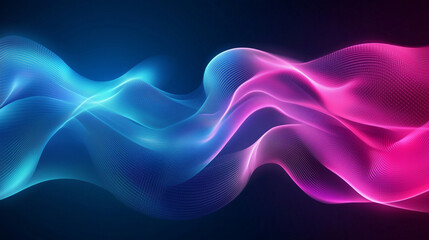 Abstract blue and pink digital wave background with flowing lines