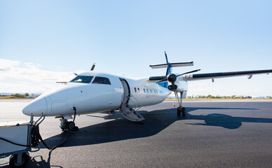 Air plane connect air at Akureyri airport.  Iceland air connect started to offer connecting flight between Greenland and Reykjavík