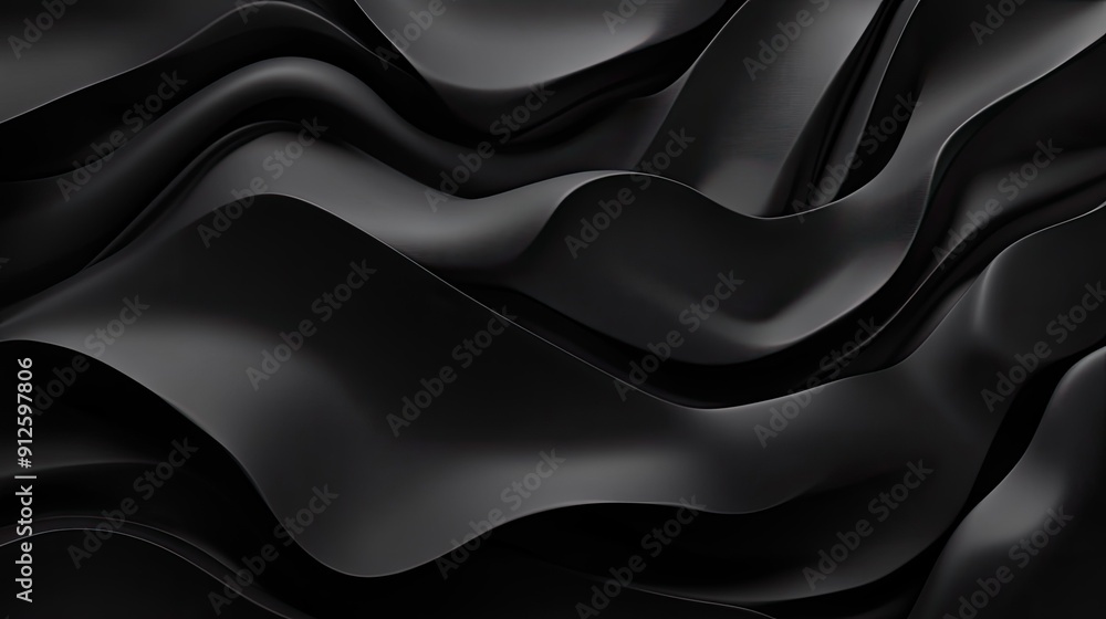 Poster abstract 3d black background with fluid forms and subtle highlights, evoking a sense of mystery and 