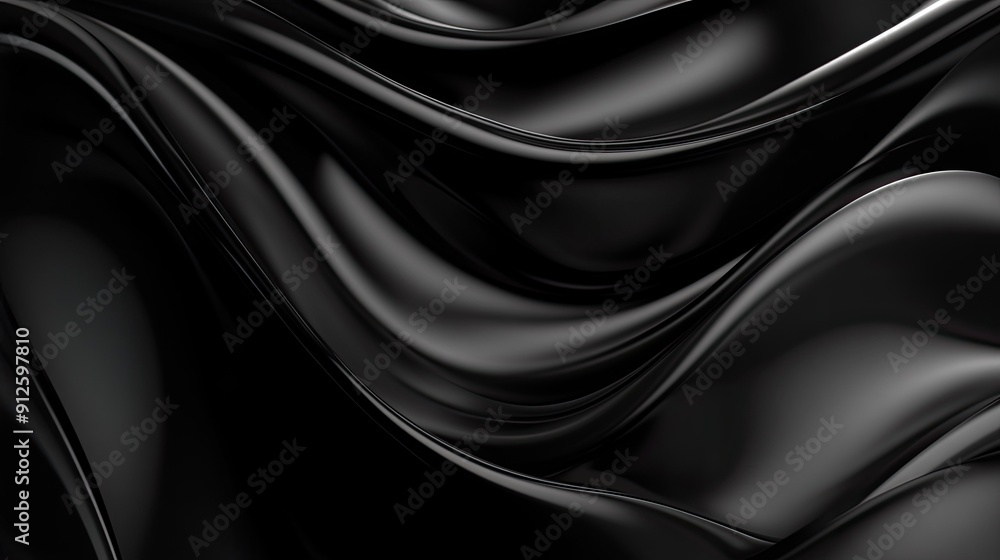Aufkleber abstract 3d black background with fluid forms and subtle highlights, evoking a sense of mystery and 