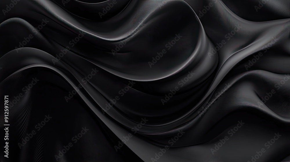 Poster abstract 3d black background with organic forms and fluid lines, creating a sense of movement and de