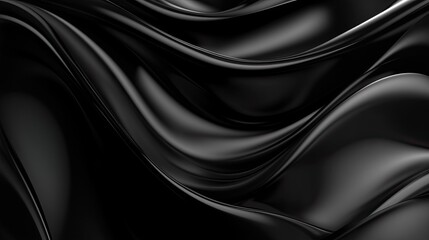 Fototapeta premium Abstract 3D black background with fluid forms and subtle highlights, evoking a sense of mystery and intrigue.