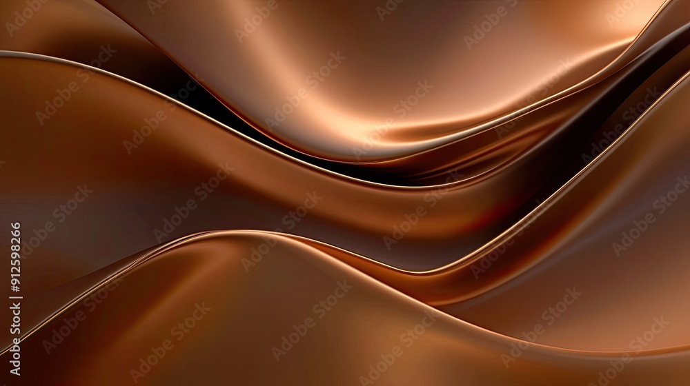 Aufkleber abstract 3d brown background with smooth, flowing curves and soft lighting.