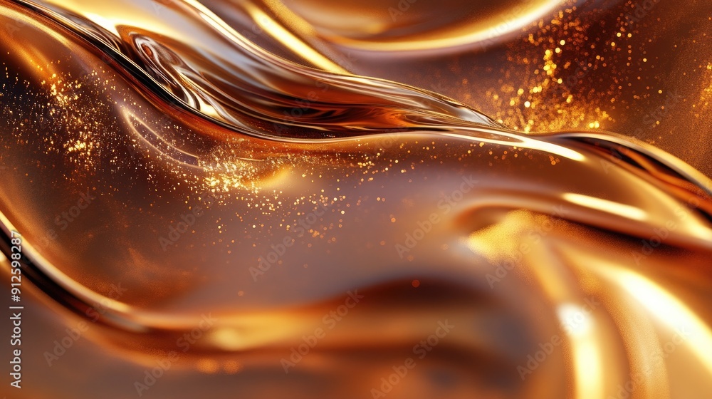 Poster abstract 3d brown background with fluid, wave-like patterns and a warm glow.
