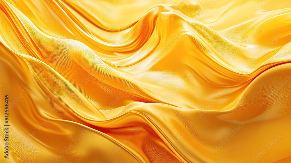 Poster abstract 3d golden yellow background with smooth waves and flowing lines, perfect for dynamic and mo