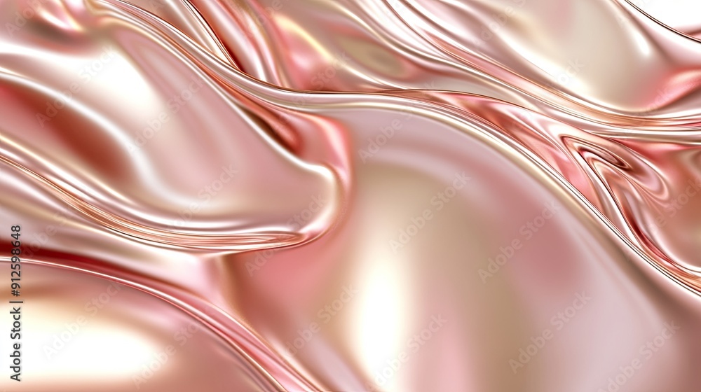 Poster abstract 3d pink gold background with smooth metallic textures and soft reflections. ideal for upsca
