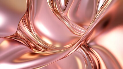 Abstract 3D pink gold background with smooth metallic textures and soft reflections. Ideal for upscale designs.