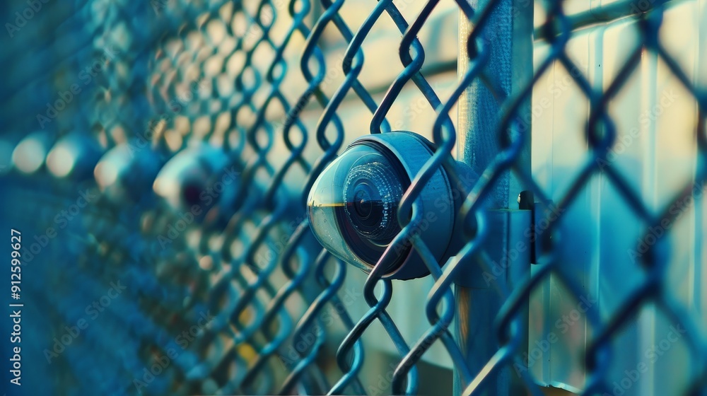Poster the integration of chain link fences with motion-sensor lighting and surveillance cameras enhances s