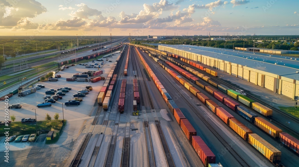 Poster the integration of rail yards with rail-served industries such as manufacturing plants and distribut