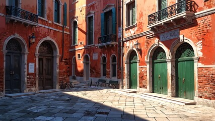 Fototapeta premium a street in venice italy aesthetic anime style for background