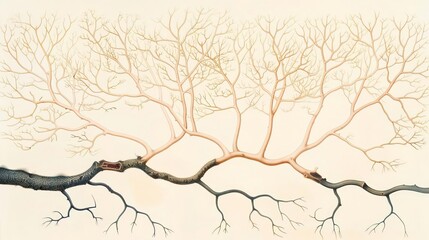 Fototapeta premium Artistic portrayal of nutrient circulation in plant roots, Circulation, botanical science