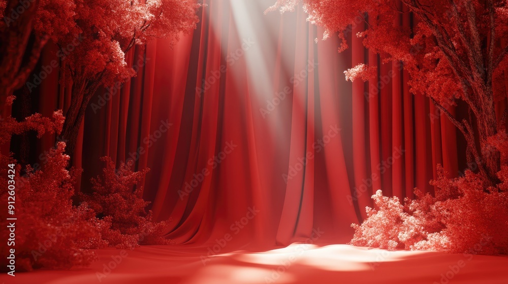Poster luxurious 3d red background with rich textures and soft lighting, suitable for high-end and sophisti