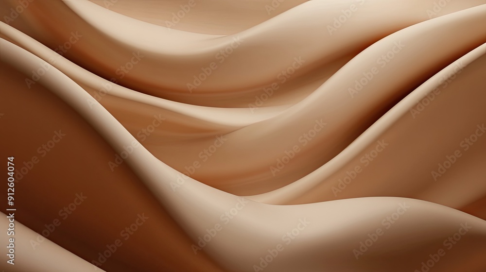 Poster minimalist 3d brown background with smooth, organic forms and soft shadows.