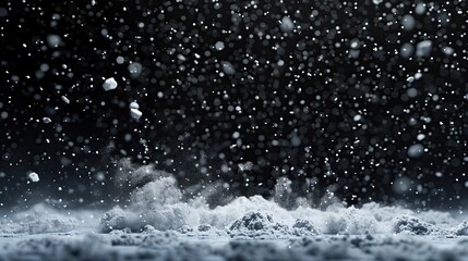 snow against black background, photo realistic, hyper photo realistic, hyper realism, photorealism, photorealistic