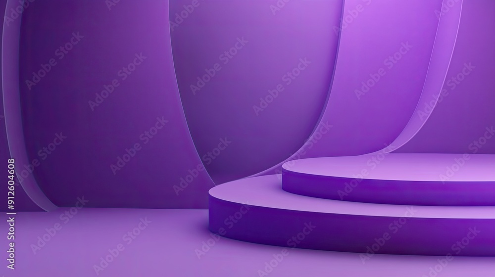 Poster minimalistic 3d purple background with simple, elegant shapes and soft shadows.