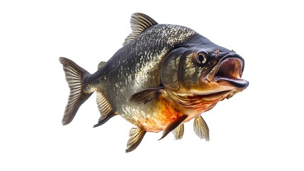 Naklejka premium Intimidating Piranha with Sharp Teeth and Shimmering Scales
