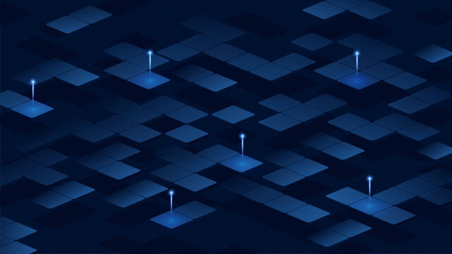 Abstract concept of navigation on Squares background. Pins on Squares. Navigation plan highlights way to points. Vector illustration