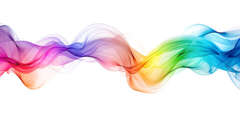 rainbow colored streaming smoke wave isolated on white or transparent png