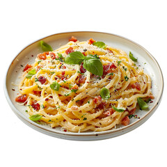 Spaghetti Carbonara isolated on transparent background