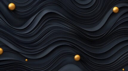 Luxurious Flowing Geometric 3D Abstract Background with Golden Spheres