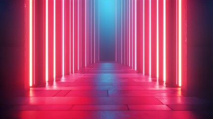 Mesmerizing Neon-Lit 3D Futuristic Abstract Background with Ascending Luminous Lines