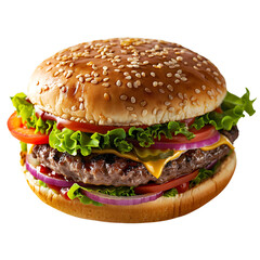 Big hamburger isolated on transparent background
