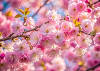 Obraz premium Delicate pink cherry blossoms with soft petals and gentle folds unfurl on a beautiful tree with intricate branches against a transparent background.