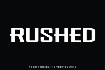 Bold unique rushed alphabet display font vector illustration