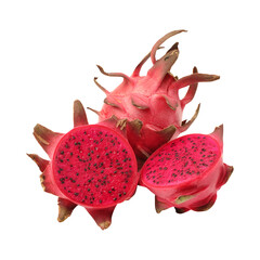 Slice fresh dragon fruit isolated on white background