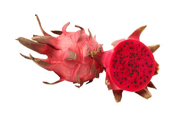 Slice fresh dragon fruit isolated on white background