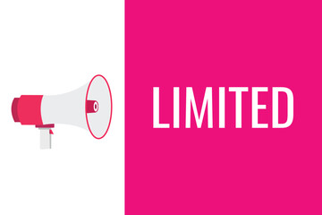 limited button, banner, label, template for website. limited text with colorful megaphone icon
