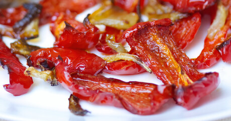 grilled red pepper with onions, delicious grilled paprika