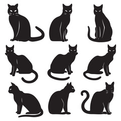 set of cats silhouettes
