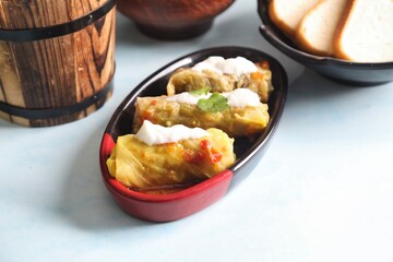 Stuffed Cabbage Rolls With Yogurt Sauce