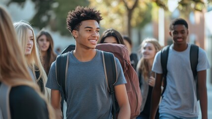 Bright-eyed freshmen walking to first class, filled with excitement and energy